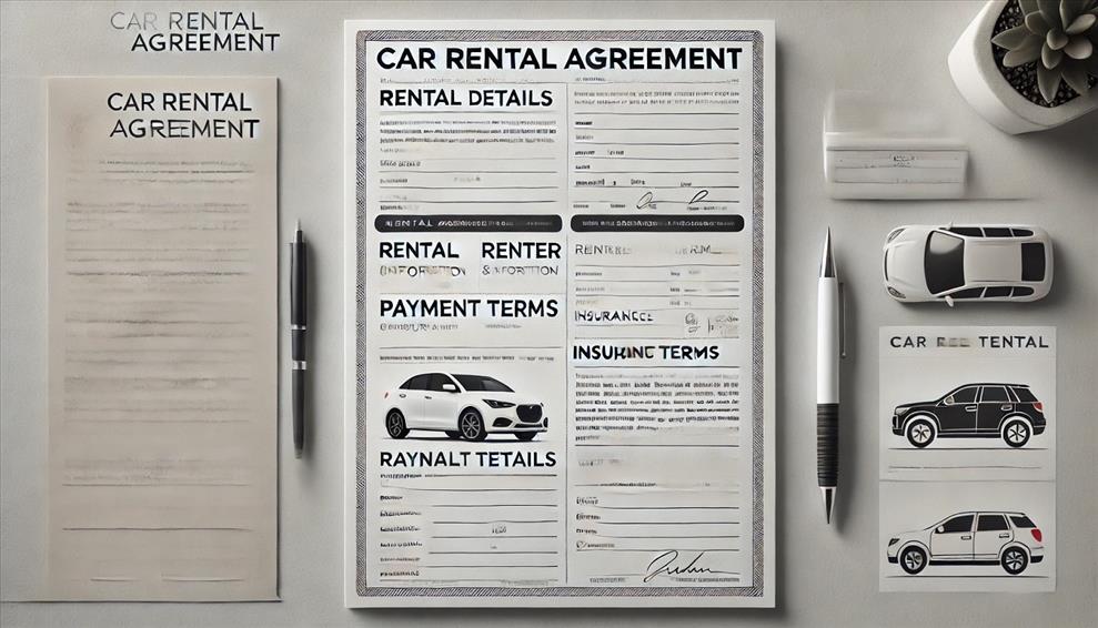Simple Car Rental Agreement Template with Rent Invoice Billing App